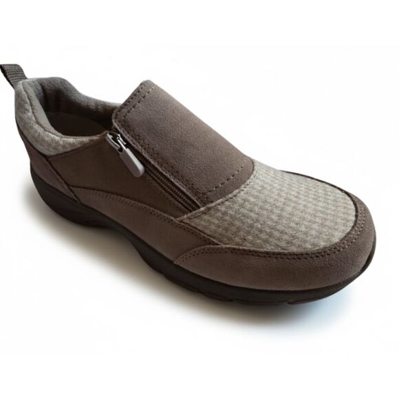 Lands’ End 11B All Weather Suede Zip Moc Shoes Beige Insulated Comfort Casual - Picture 1 of 11